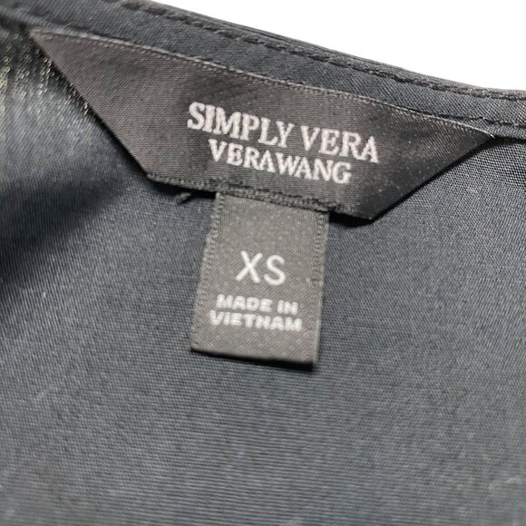 Simply Vera Want XS Black Sleeveless V-Neck‎ Blouse Flowy Breezy Evening - Picture 7 of 12